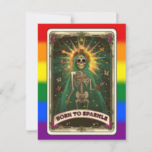 Postal Nacido en Sparkle Tarot, esqueleto del Orgullo LGB