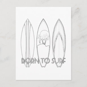 Postal Nacido En Surf Adulto Colorante Postcard