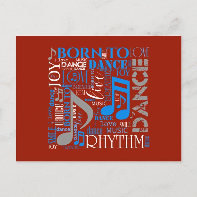 Postal Nacido para Bailar Azul/Blanco/Cualquier Color ID2 (Anverso)