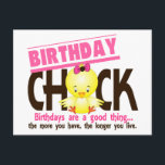 Postal Nacimiento 4<br><div class="desc">Camisetas y regalos de Birthday Chick con una adorable chica de cabeza grande con chocolate y arco rosado y el gracioso lema "Los cumpleaños son algo bueno. Cuanto más tengas,  más tiempo vivas".  ¡Idea de regalo perfecta para esa chica de cumpleaños en tu lista!</div>