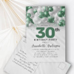 Postal Nacimiento de cualquier Purpurina de un globo verd<br><div class="desc">Purpurina de globo Glam Emerald Green Balloon Sparkle a cualquier edad Invitación de cumpleaños</div>
