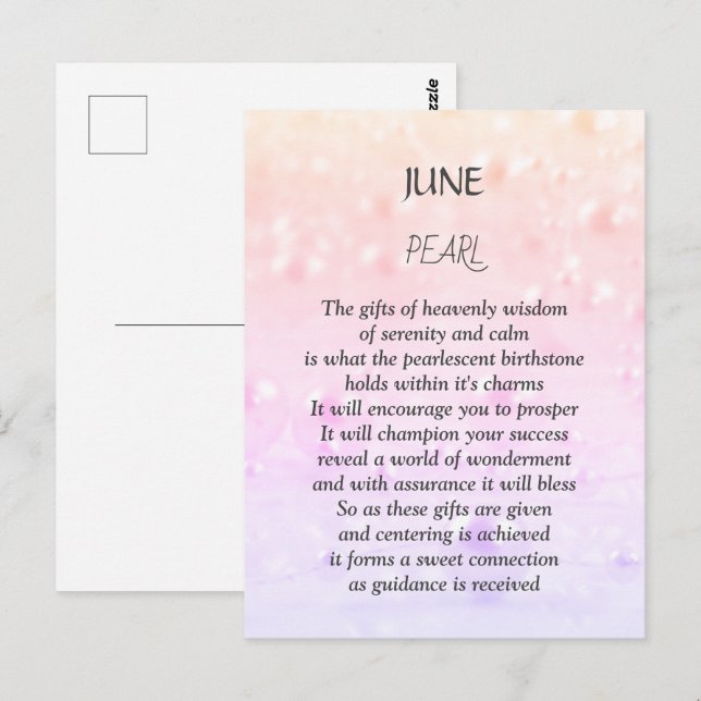 Postal Nacimiento de junio Pearl (Anverso / Reverso)