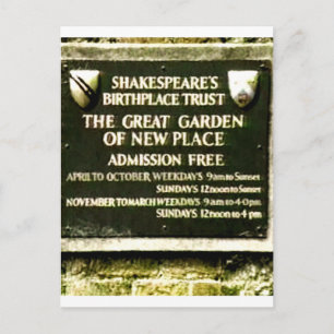 Postal Nacimiento de Stratford-upon-Avon Shakespeare, jGi