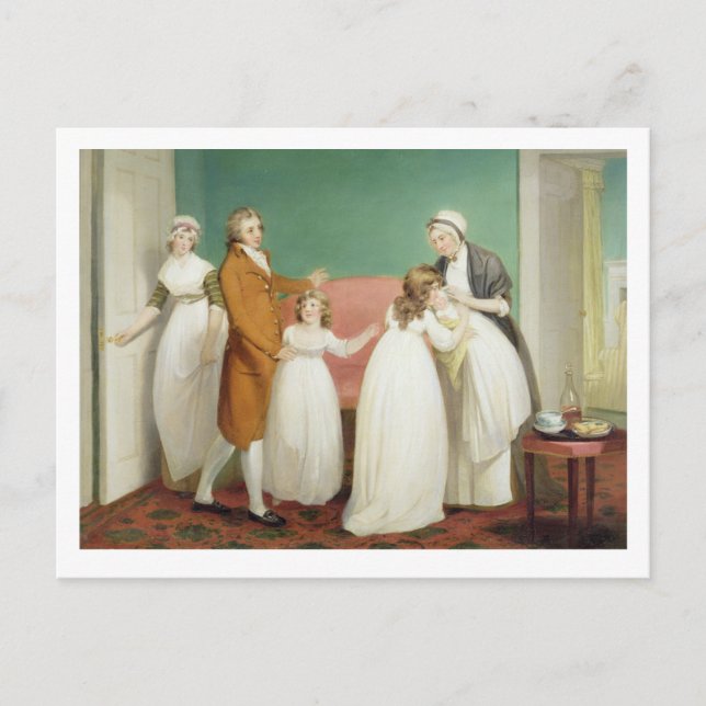 Postal Nacimiento del heredero, c.1799 (aceite sobre lien (Anverso)