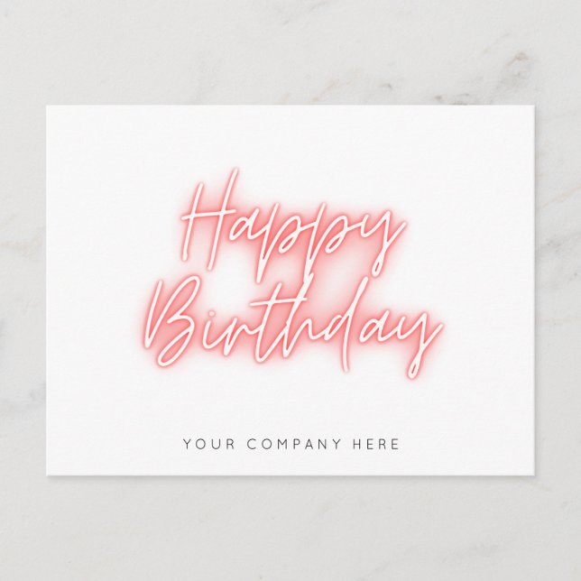 Postal Nacimiento Empresarial de Neon con brillo Rosado (Anverso)