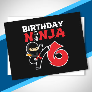Postal Nacimiento Ninja - Tema de Fiesta de 6 años