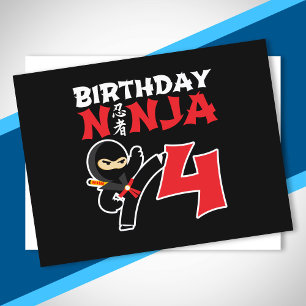 Postal Nacimiento Ninja - Tema Fiesta de 4 años