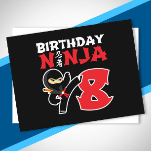 Postal Nacimiento Ninja - Tema Fiesta de 8 años