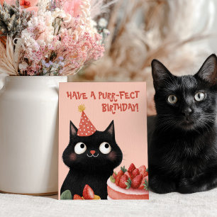 Postal Nacimiento rosado felino puro de gato negro lindo