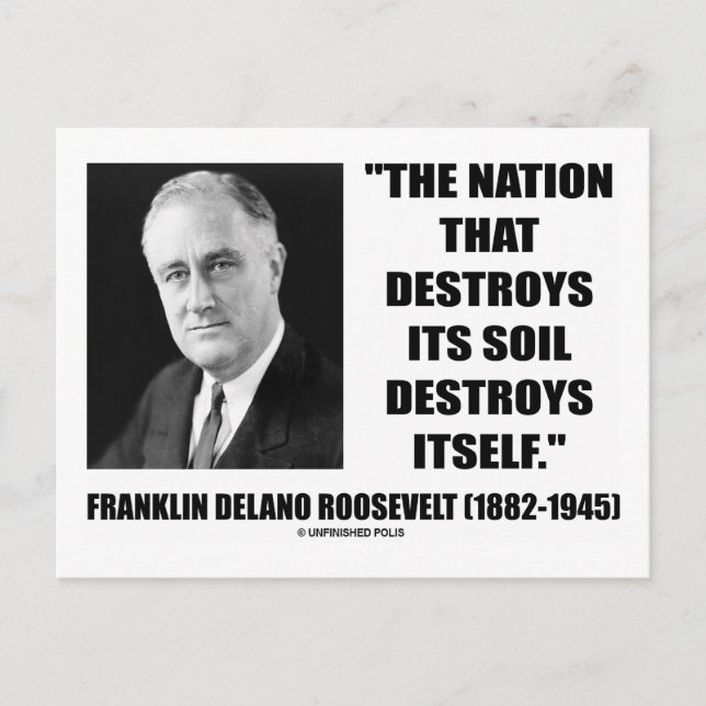 Postal Nación Franklin Delano Roosevelt destruye su suelo (Anverso)