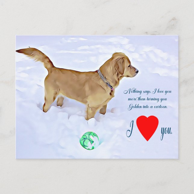 Postal Nada dice que te amo más Golden Retriever (Anverso)