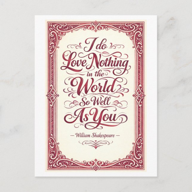 Postal "Nada en el Mundo" Shakespeare (Anverso)