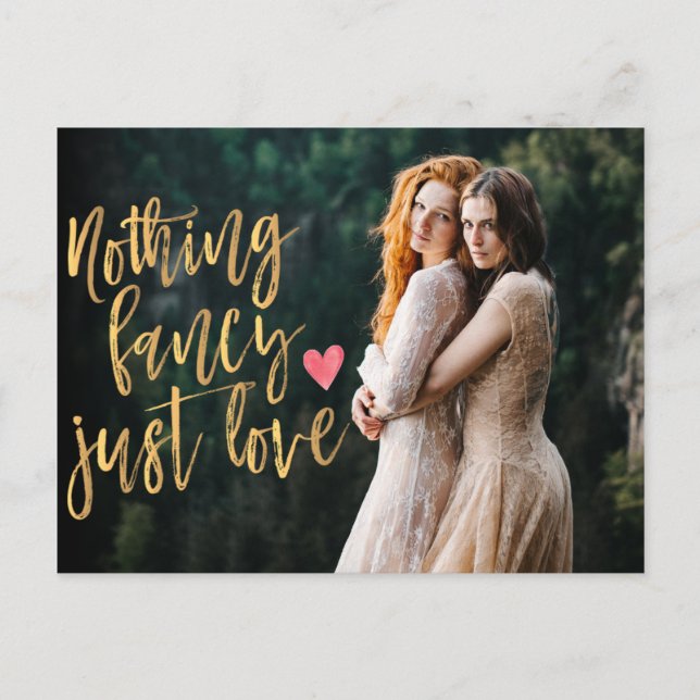 Postal Nada Fancy Just Love | Foto de micro Bodas (Anverso)