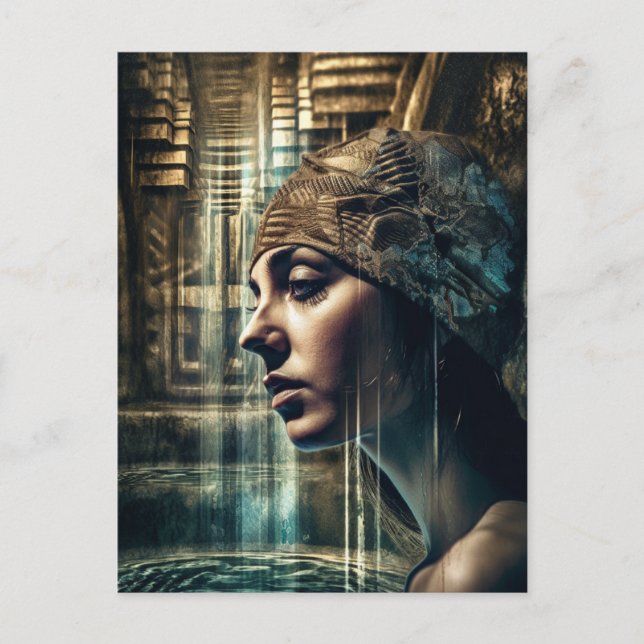 Postal Nadadora En La Cascada (Anverso)