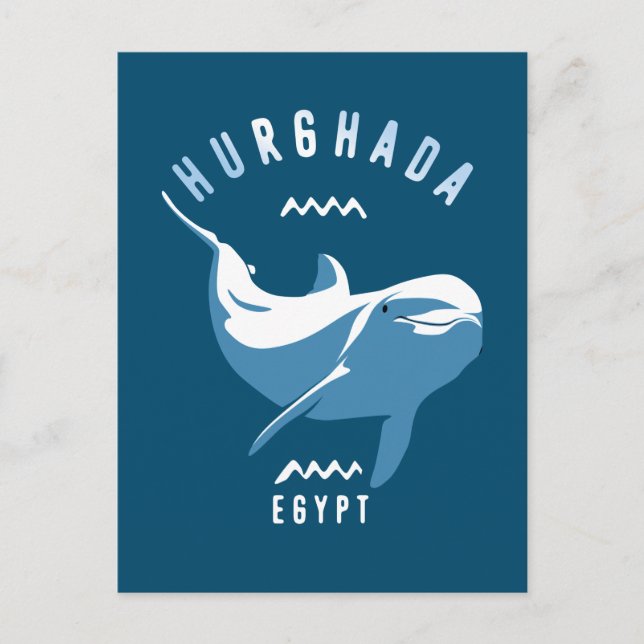 Postal Nadando con delfines Hurghada camiseta egipcia (Anverso)