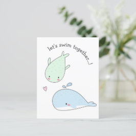 Postal Nademos Juntos...! Ballenas Cutas - San Valentín