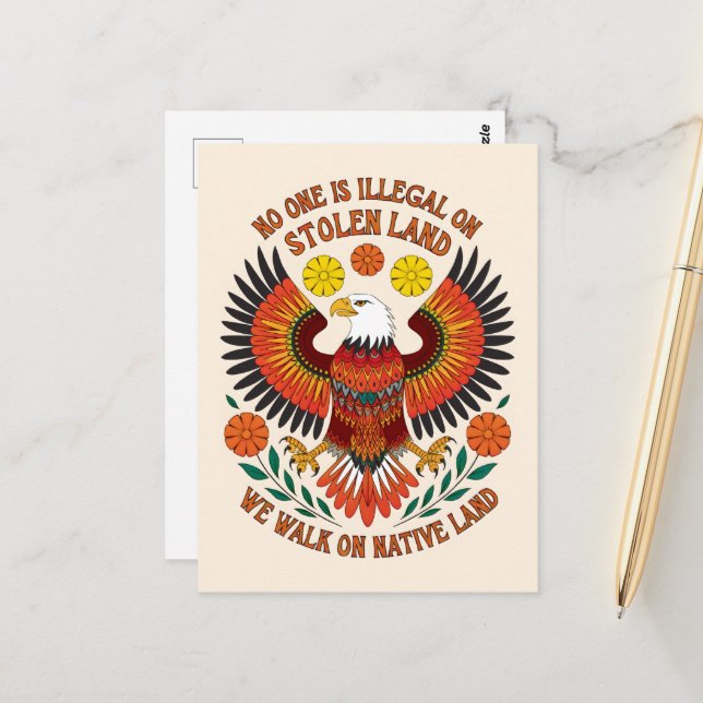 Postal Nadie es ilegal en tierras robadas (Anverso/Reverso In Situ)