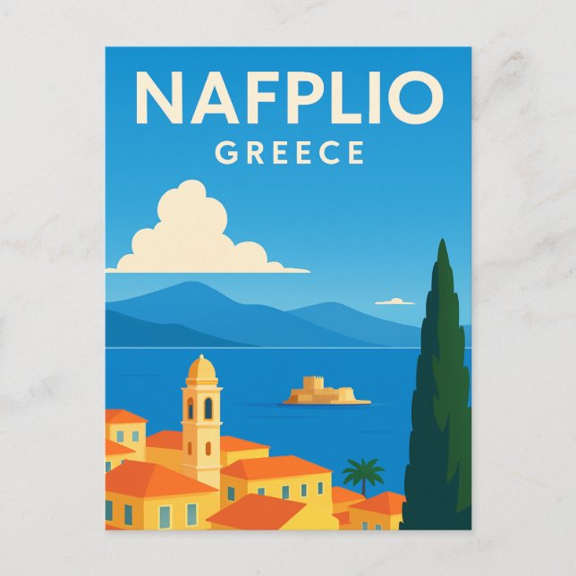 Postal Nafplio Grecia Pintado decorativo (Anverso)