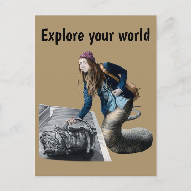 Postal Naga Explorer World Travel Fantasy Art Postcard (Anverso)