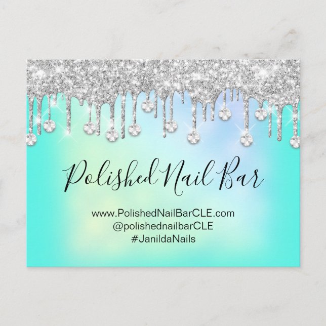 Postal Nail Bar Beauty Studio Holographic Silver Diamante (Anverso)