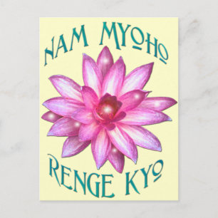 Postal Nam Myoho Renge Kyo con diseño de flores de Lotus