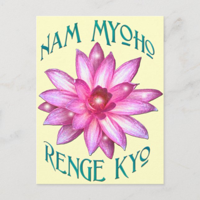Postal Nam Myoho Renge Kyo con diseño de flores de Lotus (Anverso)