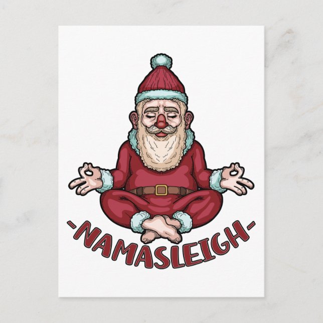 Postal Namasleigh Funny Santa Claus Yoga Meditate Xmas (Anverso)
