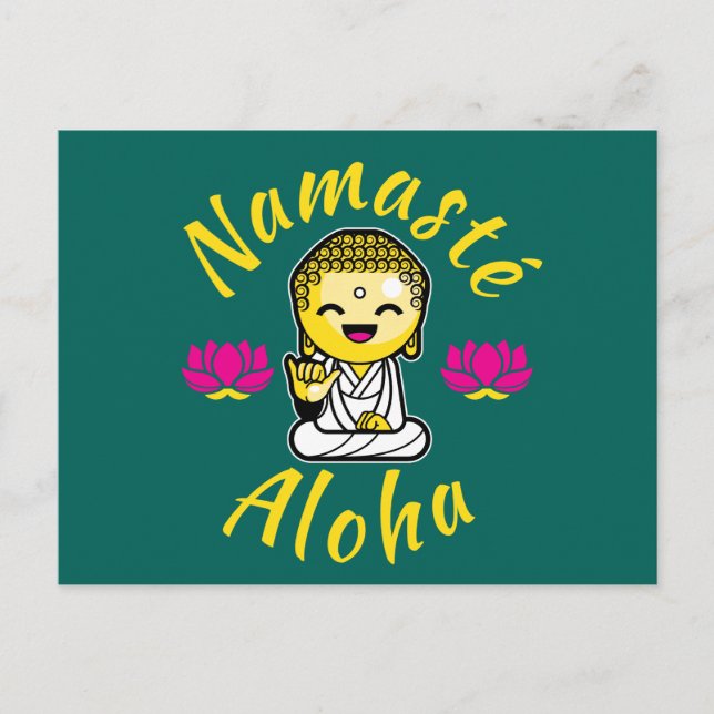 Postal Namaste Aloha, signo de mano Buddha Humor (Anverso)