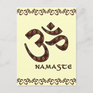 Postal Namaste con Om Symbol Brown y Cream
