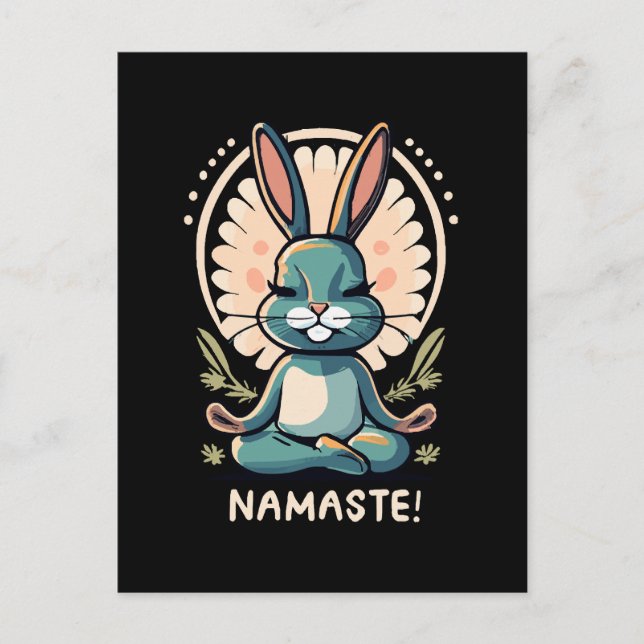 Postal namaste conejo yoga meditación conejo (Anverso)
