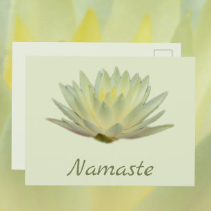 Postal Namaste Loto Nenúfar Amarillo Verde Floral