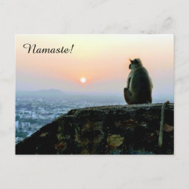 Postal Namaste Meditación: Mono de Yoga en India al atard