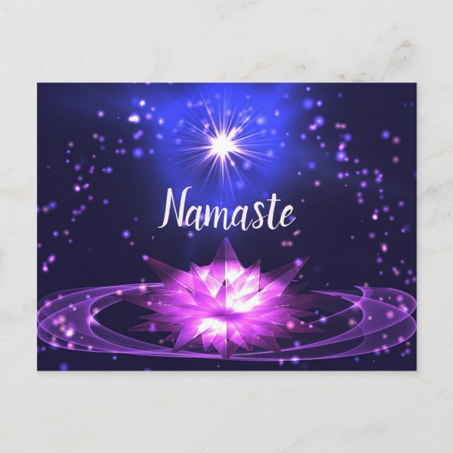 Postal Namaste Spiritual Purple Crystal Lotus Stars (Anverso)