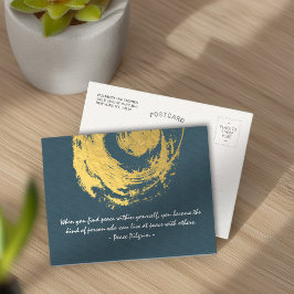 Postal Namaste Yoga Meditation Cita Blue Gold ZEN Rótulo