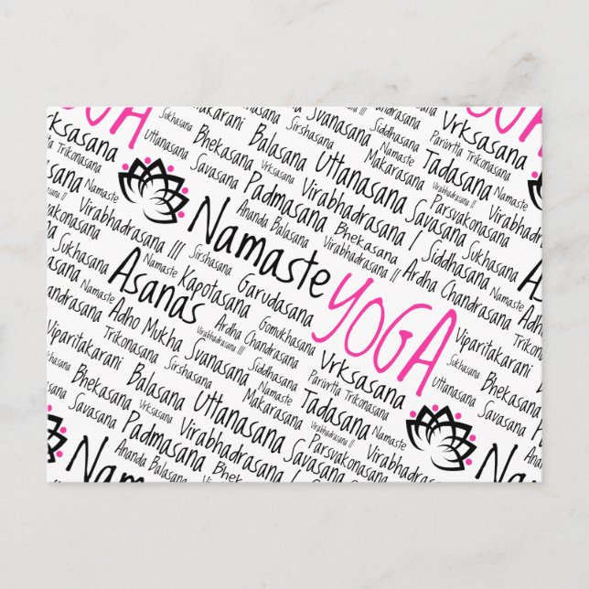 Postal Namaste Yoga Positions Asana Poses Nombres de sáns (Anverso)