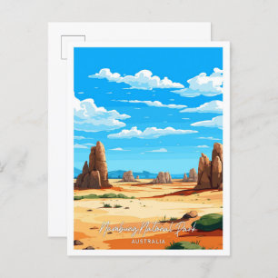 Postal Nambung Australia ilustracion de viajes artísticos