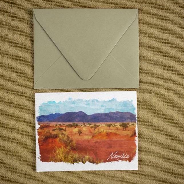 Postal Namibia Landscape Panorama Watercolor Painting (Namibia Landscape Panorama Watercolor Painting Postcard)