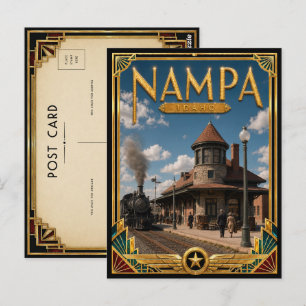 Postal Nampa Idaho Arte Vintage Deco Dorado