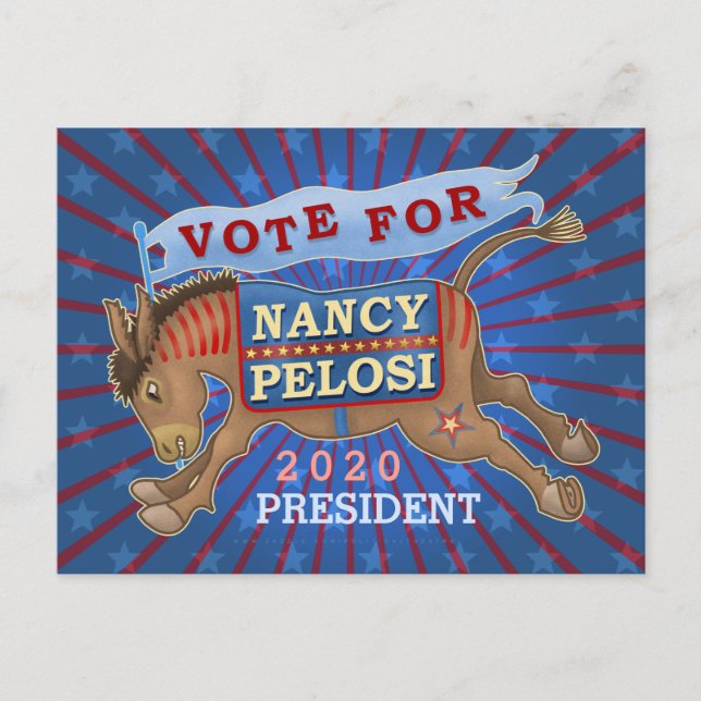 Postal Nancy Pelosi para el presidente Donkey 2020 (Anverso)