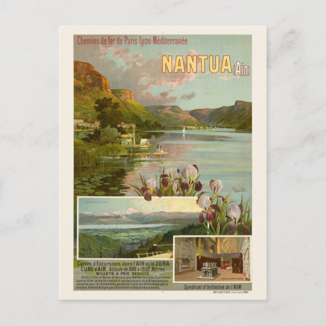 Postal Nantua France Vintage Railroad Poster 1904 (Anverso)