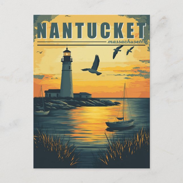 Postal Nantucket vintage, Massachusetts - Island Charm (Anverso)