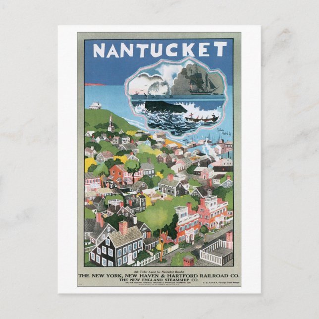 Postal Nantucket Vintage Travel Poster (Anverso)