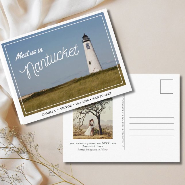 Postal Nantucket Wedding Save the Date Postcard (Nantucket Wedding Save the Date)