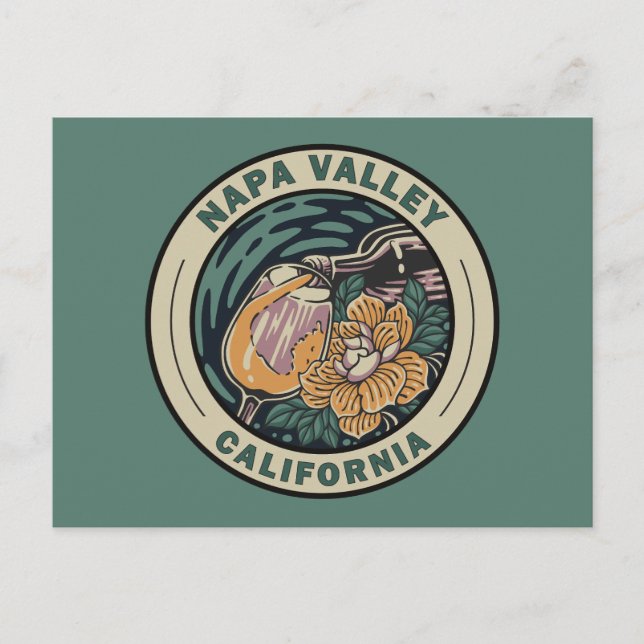 Postal Napa Valley California Travel Art Badge (Anverso)