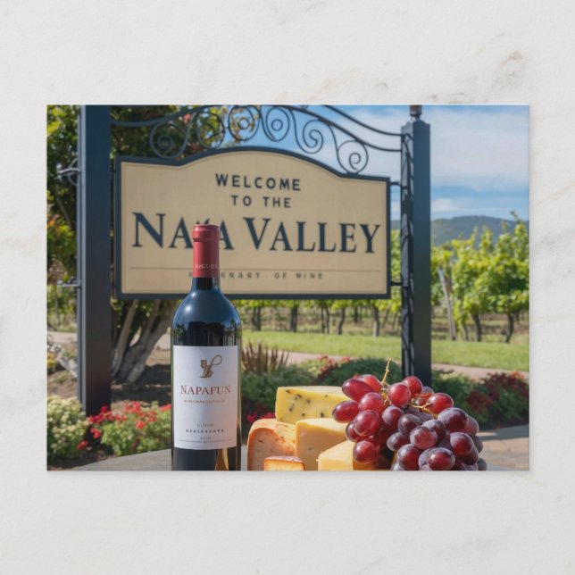 Postal Napa Valley Travel Mail NapaFun Wine Cheese Grapes (Anverso)