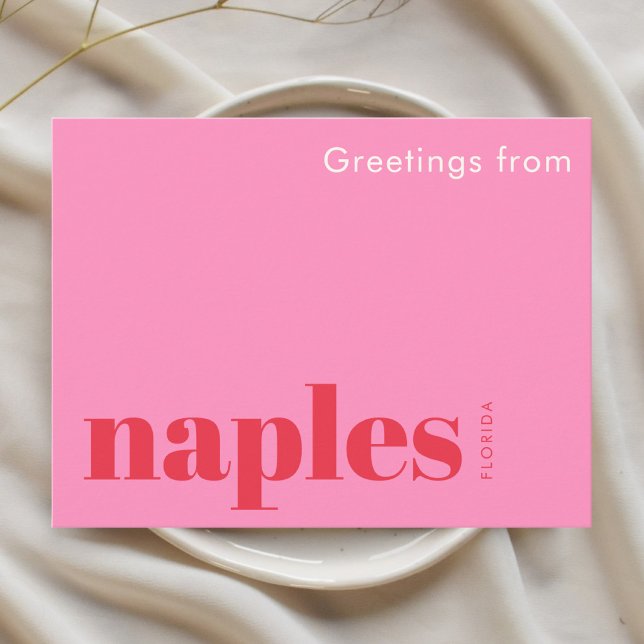 Postal Naples Florida tipográfico rosa (Subido por el creador)
