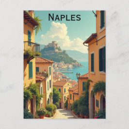 Postal Naples Italy Vintage Travel Illustration