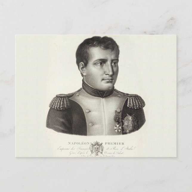 Postal Napoleón Bonaparte Elegante Grabado Antiguo (Anverso)