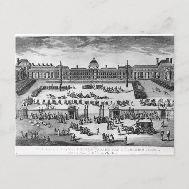 Postal Napoleón Bonaparte Primer Cónsul, Revisando Tropas (Anverso)