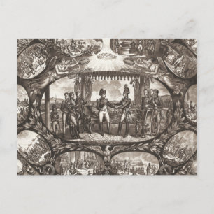 Postal Napoleón Bonaparte y el Zar Alejandro I en Tilsit